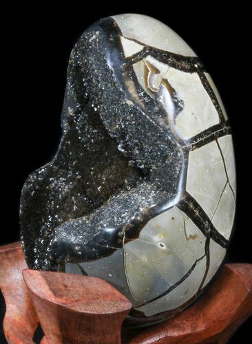 Septarian Dragon Egg Geode - Black Calcite Crystals #33996